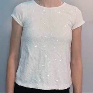 GAP Girls White Glittery T-Shirt